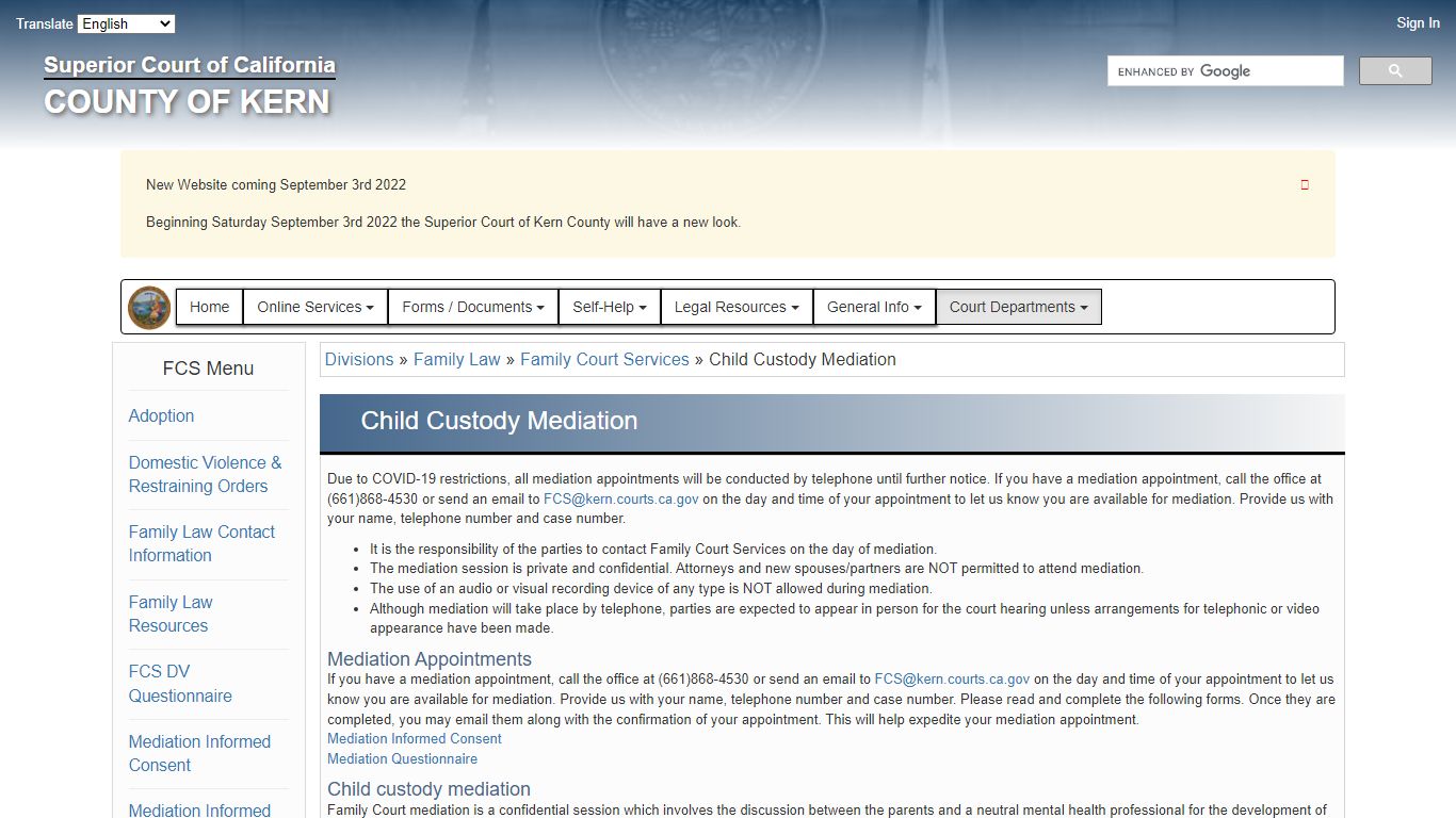 Child Custody Mediation - Superior Court of Kern County